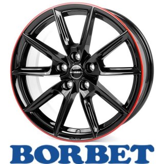 Borbet LX18 8,0X18 5/112 ET48 Black Glossy Rim Red