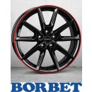 Borbet LX18 8,0X18 5/112 ET40 Black Glossy Rim Red