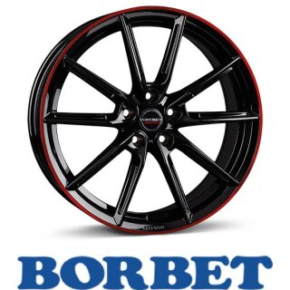 Borbet LX18 8,0X18 5/114,30 ET48 Black Glossy Rim Red