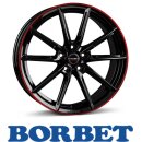 Borbet LX18 8,0X18 5/114,30 ET48 Black Glossy Rim Red