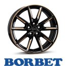 Borbet LX18 8,0X18 5/112 ET40 Black Glossy Gold Spoke Rim