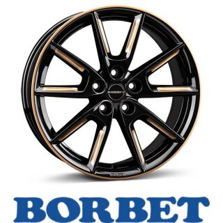 Borbet LX18 8,0X18 5/112 ET44 Black Glossy Gold Spoke Rim