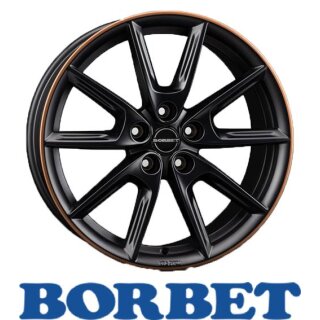 Borbet LX18 8,0X18 5/112 ET48 Black matt Rim Copper