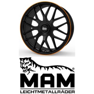 MAM GT1 9,5x19 5/112,0 ET30 matt Black Lip Orange