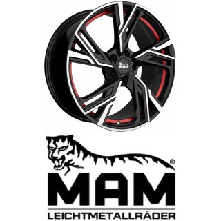 MAM RS5 6,5x16 4/108,0 ET37 Black Frontpoliert Red Inside