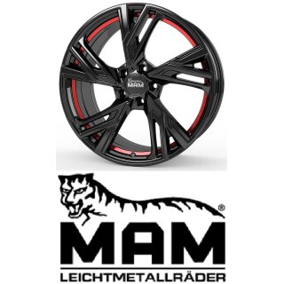 MAM RS5 7,5x17 5/100,0 ET35 Black Painted Red Inside