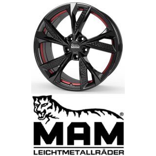 MAM RS6 8,5x20 5/114,3 ET35 Black Painted Red Inside